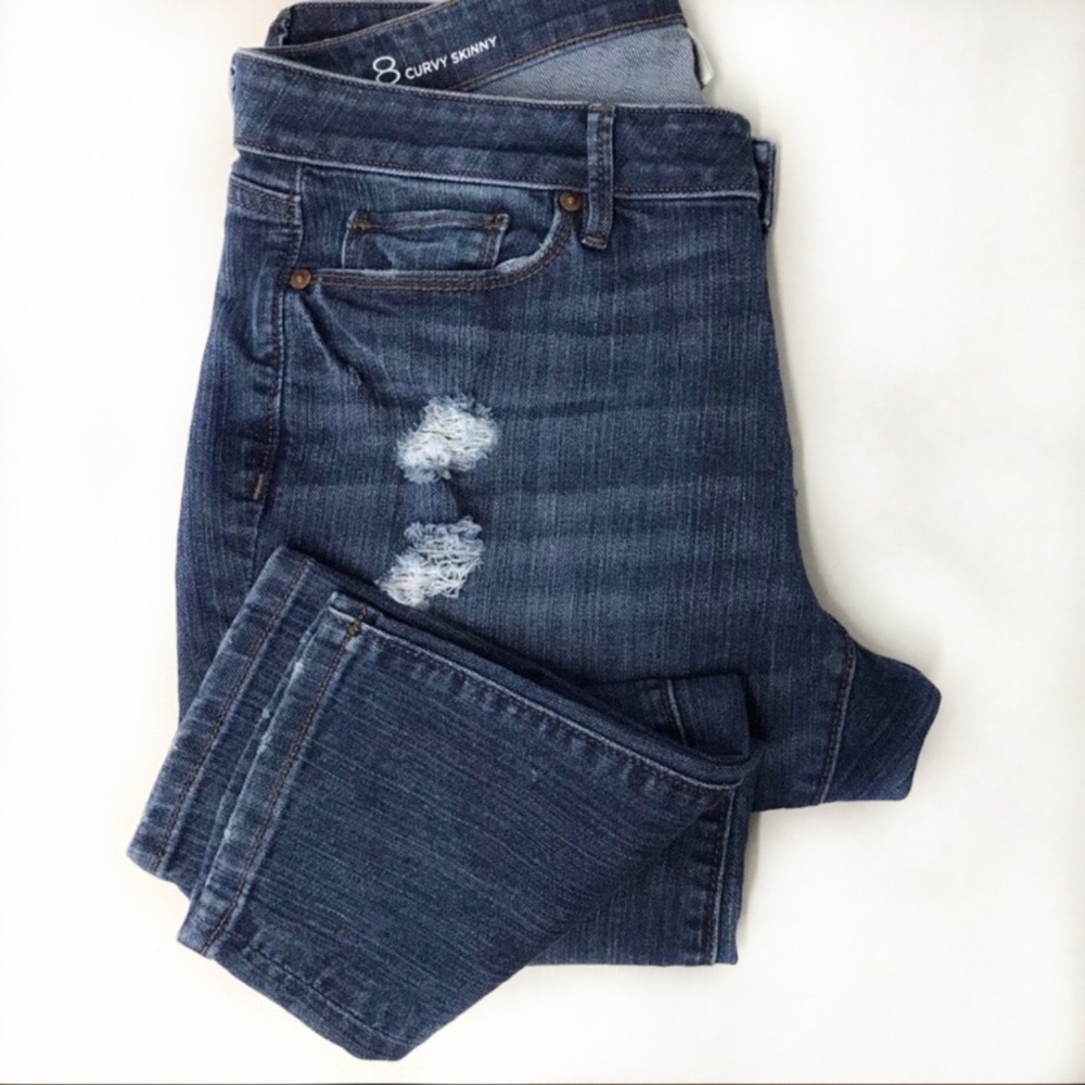Loft sz 8 Curvy Skinny Distressed Denim Jeans
